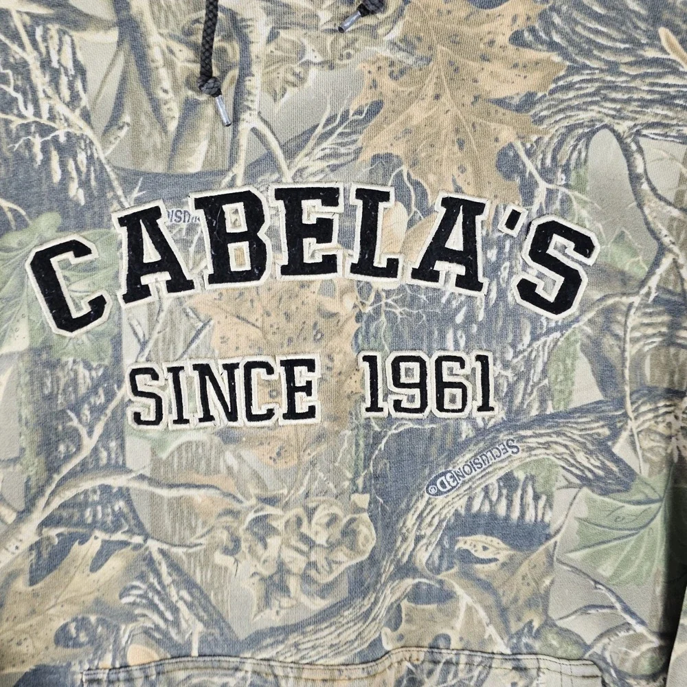Vintage Cabelas Hoodie Mens 3XL Pullover Camo Realtree Seclusion 3D Cotton 90s